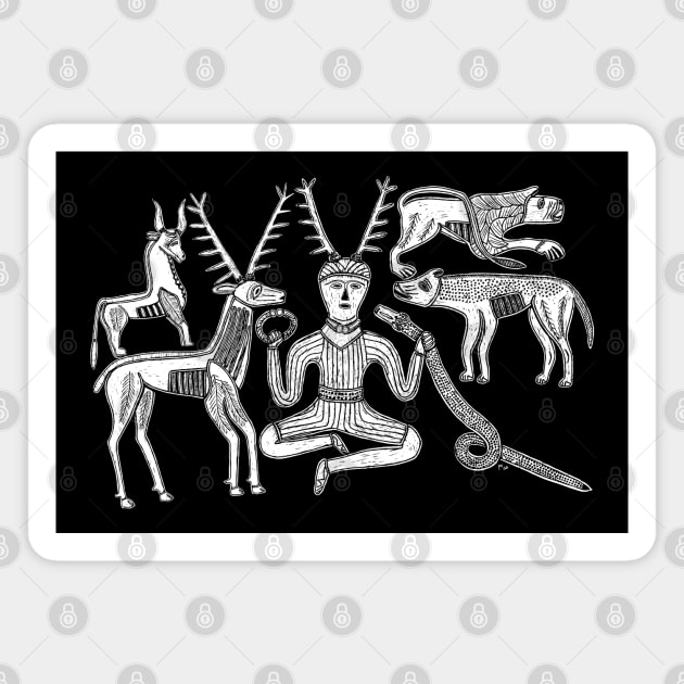 God Cernunnos and Animals from the Gundestrup Cauldron Magnet by LaForma